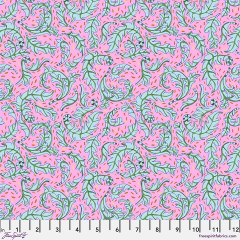 Free Spirit Fabrics, Penny Jeffries Fabric, Blotsma & Song Fabric Collection, PWPE014.BLUSH - Sweet Leaf