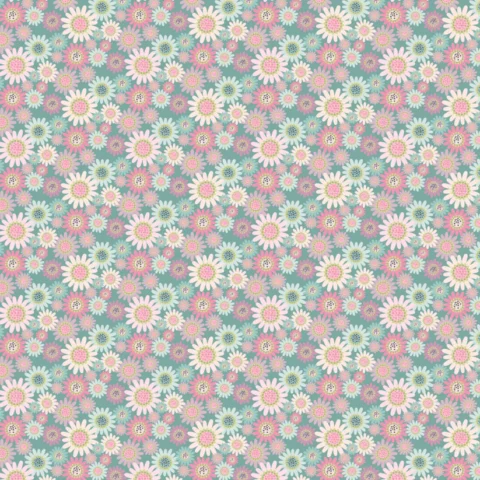 Le Petit Escargo, Poppie Cotton, Poppie Cotton Fabric, Snail Fabric, SL26411 - Sunny Daisies Teal