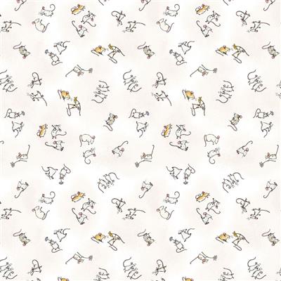 Clothworks, mice fabric, Mouseplay by Clothworks, y4752 1 - Baby Mice White