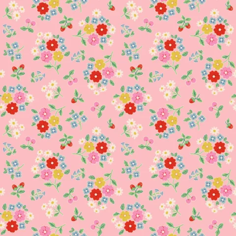 Poppie Cotton, Poppie Cotton fabric, Bluebells & Buttercups fabric, Elea Lutz, BL26863 - Bluebells & Buttercups Pink