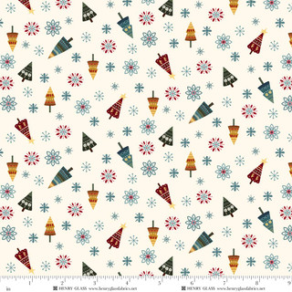 Henry Glass Fabrics – Nordic Holiday Village – 3608-44 Tossed Trees Cream