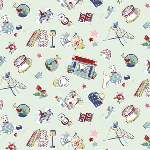 Cath Kidston Signature Collection, Cath Kidston Fabric, Cath Kidston Fabric Australia, Riley Blake Designs, Riley Blake Fabric, Devonstone Collections, C18371 Mist