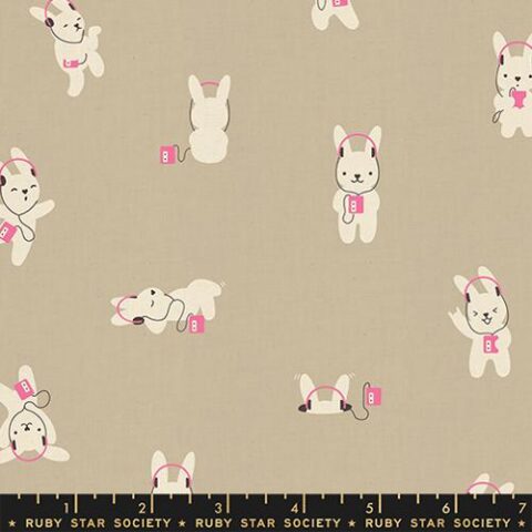 Ruby Star Society, RSS, RSS Fabric, Ruby Star Society Fabric, Lofi, Lofi Linens, Lofi by Ruby Star Society, Moda Fabrics, RS1129 15CL - Rabbeats Khaki