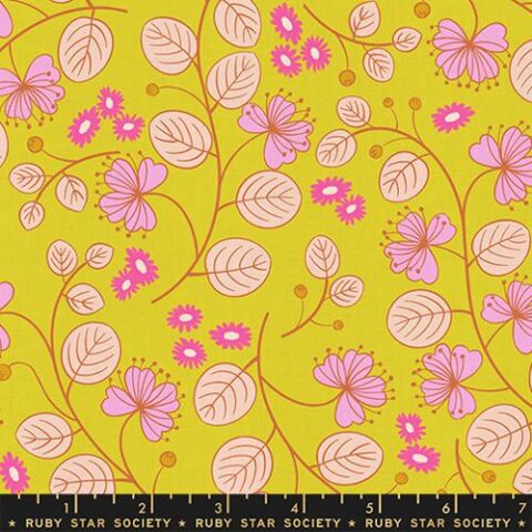Ruby Star Society, RSS, RSS Fabric, Ruby Star Society Fabric, Lofi, Lofi Linens, Lofi by Ruby Star Society, Moda Fabrics, RS1133 15CL - Caper Floral Citron