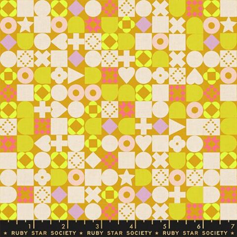 Ruby Star Society, RSS, RSS Fabric, Ruby Star Society Fabric, Lofi, Lofi Linens, Lofi by Ruby Star Society, Moda Fabrics, RS1134 15CL - Blocked Geometric Cactus