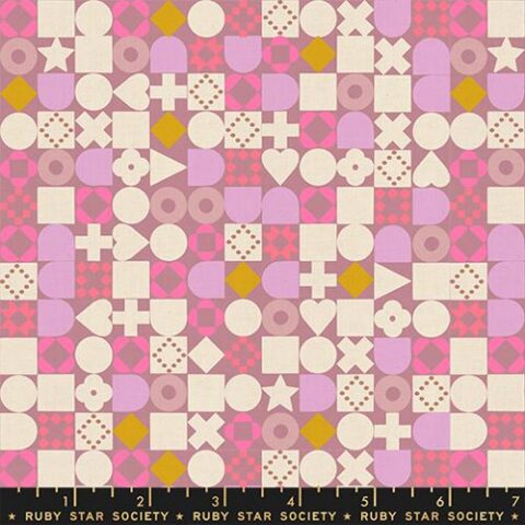Ruby Star Society, RSS, RSS Fabric, Ruby Star Society Fabric, Lofi, Lofi Linens, Lofi by Ruby Star Society, Moda Fabrics, RS1134 19CL - Blocked Geometric Lilac