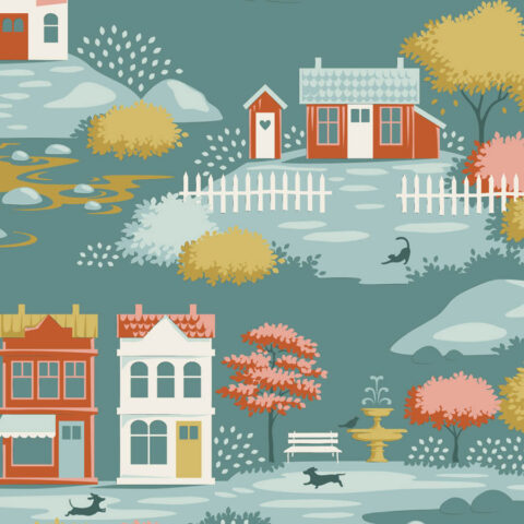 Tilda Village Life, Tilda fabrics, Tilda Australia, 110180 Village Teal