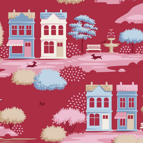 Tilda Village Life, Tilda fabrics, Tilda Australia, 110186 Village Burgundy