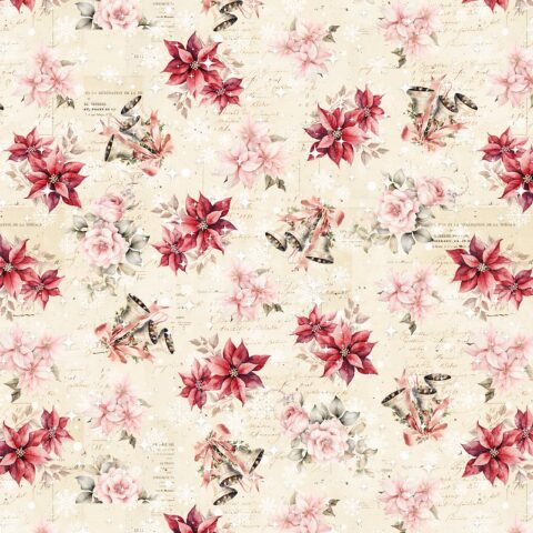 Ivory - BQ2017 041 - Poinsettias & Bells
