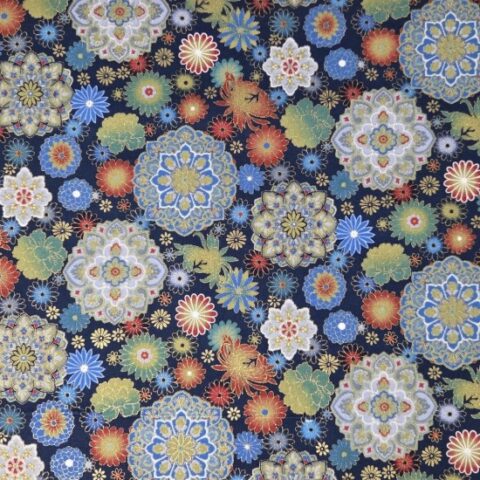 Traditional Japanese Fabric, Kino Japanese fabric, 67680 Terada Colour 3 - Navy
