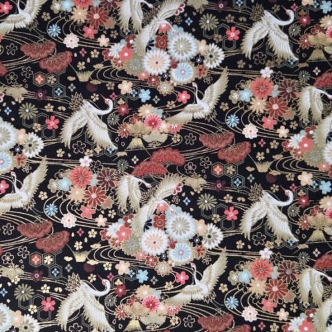 Traditional Japanese Fabric, Kino Japanese fabric, 67680 Terada Colour 6 - Black