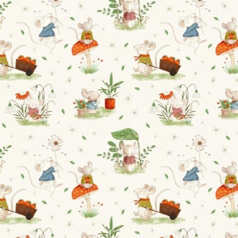 Whimsical Fields, Nutex Wholesalers, Nutex fabric, Mice Fabric, Geese Fabric, Patchwork Fabric, Whimsical Fields - 82130 Colour 2 - Mice Cream
